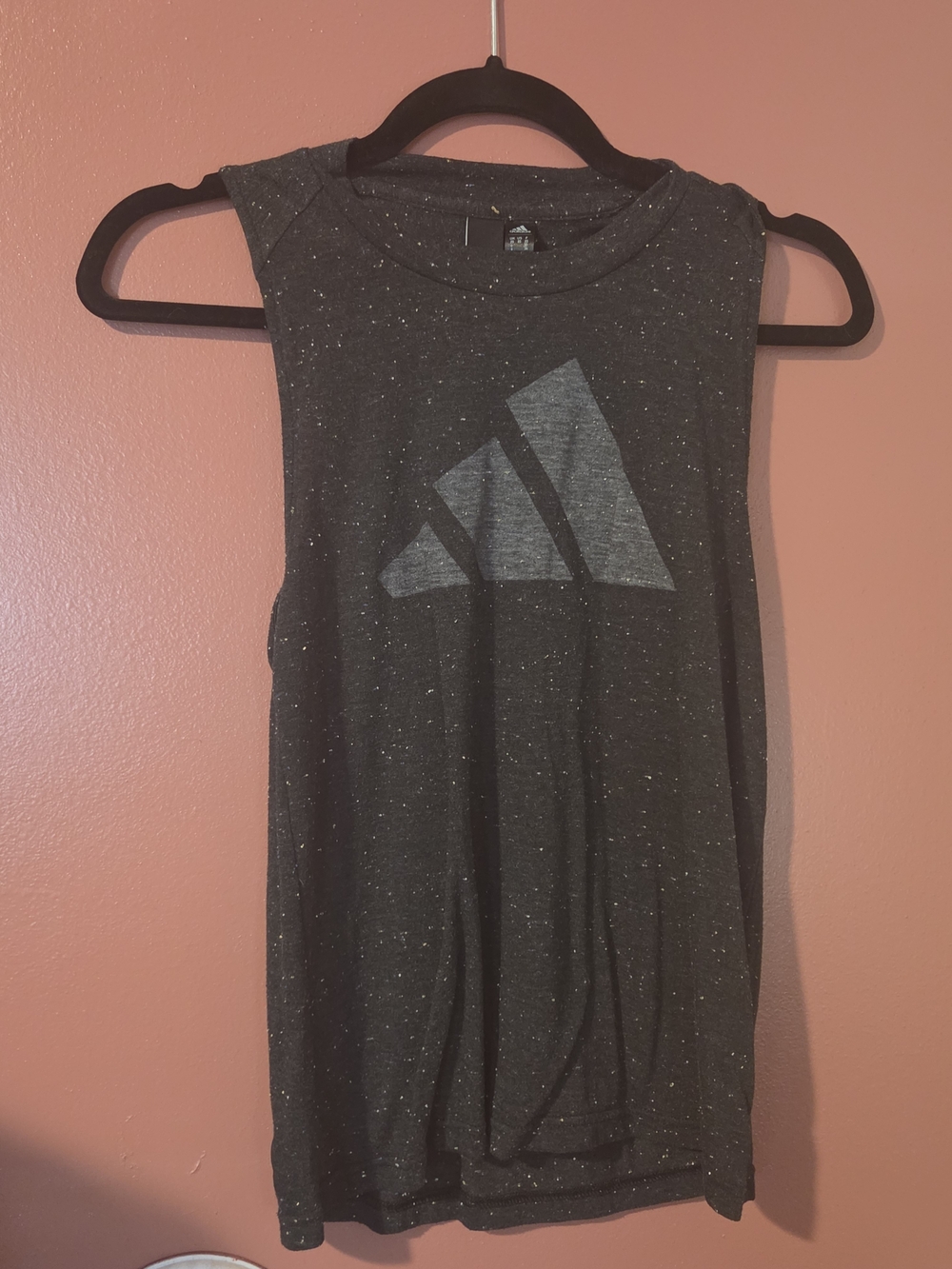 adidas Charcoal Speckled Logo Muscle Tank